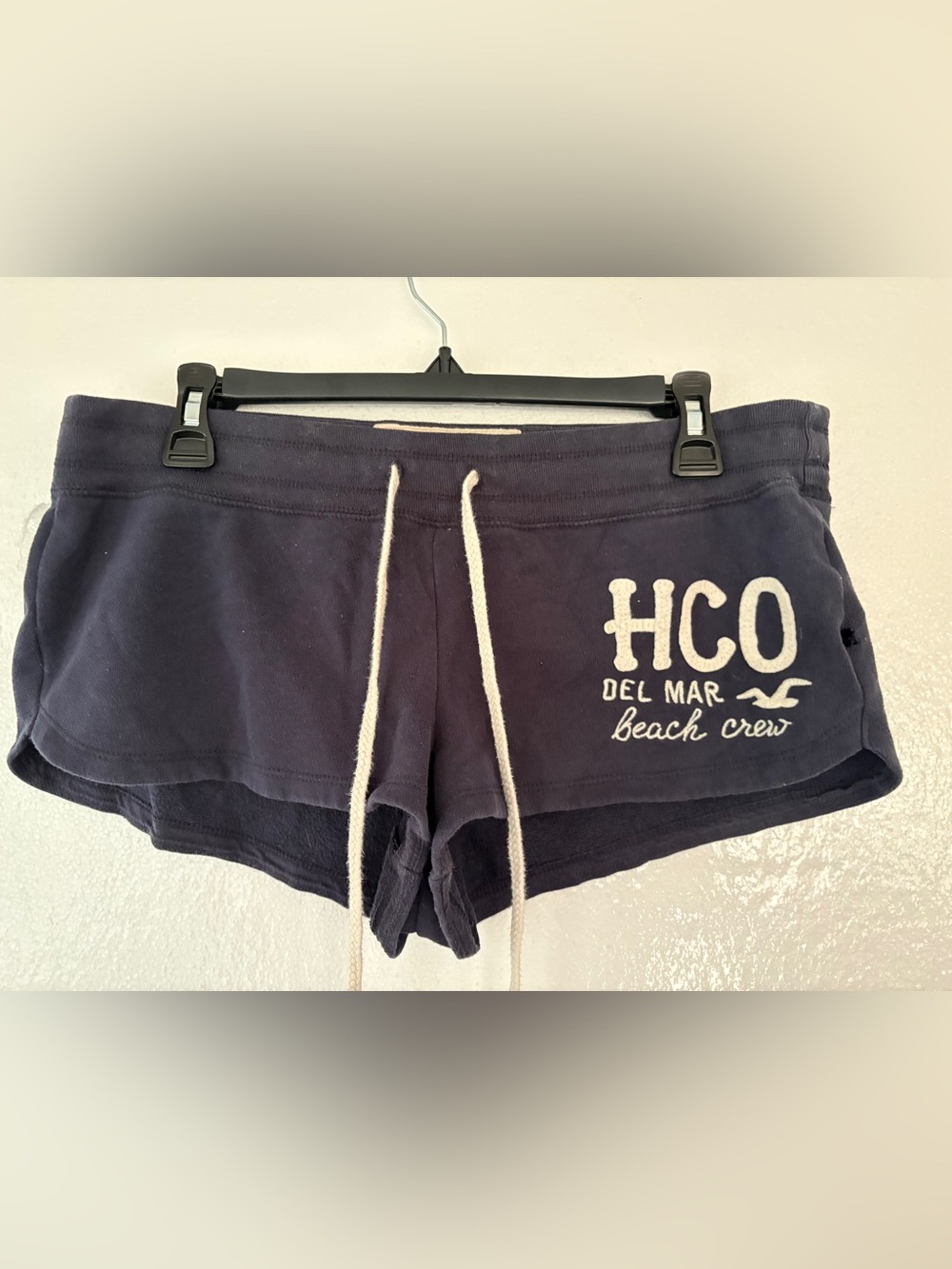 Hollister Navy Drawstring Beach Crew Shorts